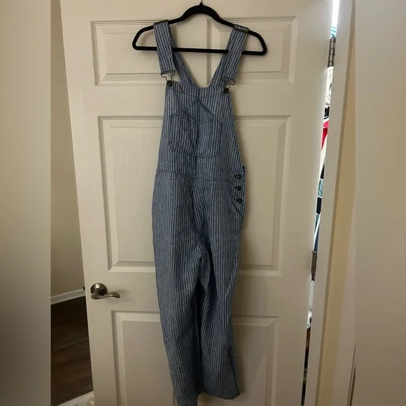 NWT Faherty Linen Mechanic Overall In Railroad Stripe - Medium - Picture 5 of 7
